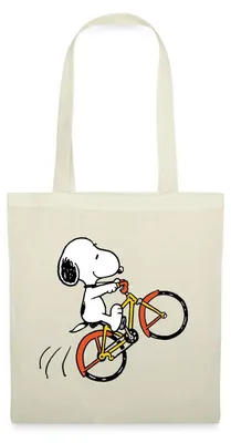 Produktbild von Spreadshirt Peanuts Snoopy Mit Fahrrad Stoffbeutel, One size, Natur
