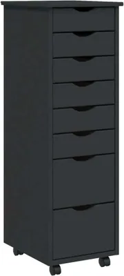 Produktbild von Rollschrank mit Schubladen MOSS Grau Massivholz Kiefer