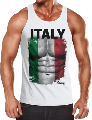 Produktbild von EM Tanktop Herren Fußball Italien Flagge Fanshirt Waschbrettbauch MoonWorks®  M