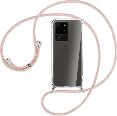 Produktbild von Handykette Backcover-Schutzhülle mit Band (Metall silberfarben) für Samsung Galaxy S20 Ultra - roségold