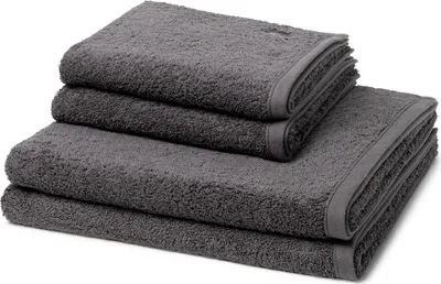 Produktbild von Ross Vita 2 X Handtuch 2 X Duschtuch im Set Walkfrottee aus Baumwolle 520 g/m², Flauschig weich saugstark und pflegeleicht, Gewebte Bordüre mit Logo Stickerei