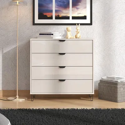 Image de Commode Tornata - Beige, 93x40x91h cm, 4 tiroirs