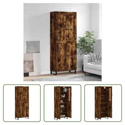 Produktbild von The Living Store Highboard Räuchereiche 69,5x34x180 cm Holzwerkstoff