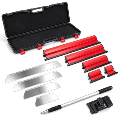 Imagen del producto de Conjunto de espátulas COSTWAY con barra telescópica de aluminio, que incluye un juego de espátulas para superficies, con cuchillas de acero inoxidable de 19/25/40/60/80 cm y 4 cuchillas de repuesto