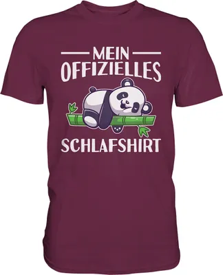 Produktbild von Offizielles Schlafshirt Nachthemd Schlafanzug Pyjama Panda T-Shirt – Burgundy / L