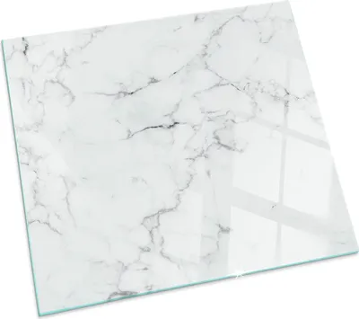 Produktbild von Marmormuster mit Aderung – Glasbodenplatte für – Kaminofen – Kaminplatte Glas – Schutzglas – Funkenschutzplatte –Glasbodenplatte Feuerfeste – Hitzeschutzplatte – Bodenschutz aus Glas – 60x60 cm