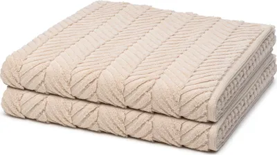 Produktbild von Ross Sensual Skin 2 X Duschtuch im Set Walkfrottee aus Baumwolle 500 g/m², Elegantes Design, Zopfmuster mit gewebter Bordüre
