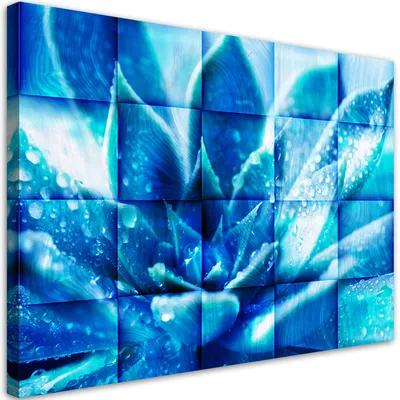 Produktbild von Leinwandbild Blaue 3D-Blume 100x70 Feeby Blau bild für die wand bereit zum aufhängen