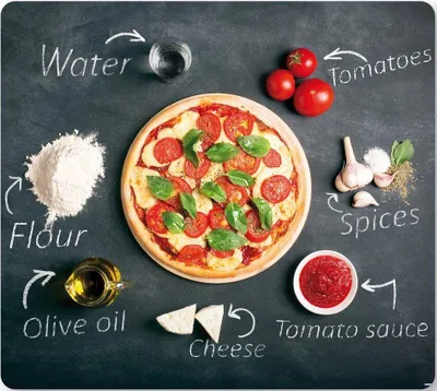 Produktbild von KESPER Mehrzweck-Schneidebrett 56 x 50 cm Glas Pizzamotiv 36598