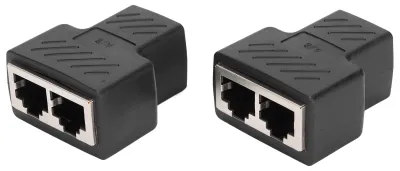 Immagine prodotto di 2 splitter RJ45 Ethernet, convertitori da 1 a 2 porte, per router, decoder TV, videocamere, computer