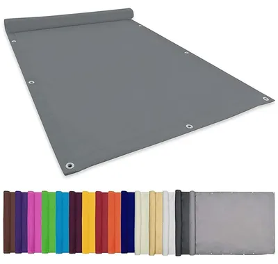 Immagine prodotto di Tenda da sole in tessuto, dimensioni 2,5 x 6,5 metri, colore grigio chiaro, idrorepellente, con cavi di tensionamento