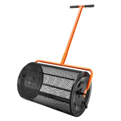Zdjęcie produktu dla Rozrzutnik ogrodowy Deluxe - stalowy rozrzutnik mchu torfowca, kosz z siatki 1,27 x 2 cm, regulowana długość uchwytu od 62 do 67,5 cm, idealny do kompostu, obornika, ziemi, mchu torfowca - metalowy rozrzutnik 61 cm