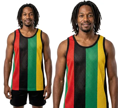 Produktbild von Rastafari Lebensgefühl Karneval Karibische Vibes Netzshirt Jamaika Farben Reggae Strand Party, Größe: 52 - 54 (L) Farbe: Mehrfarbig