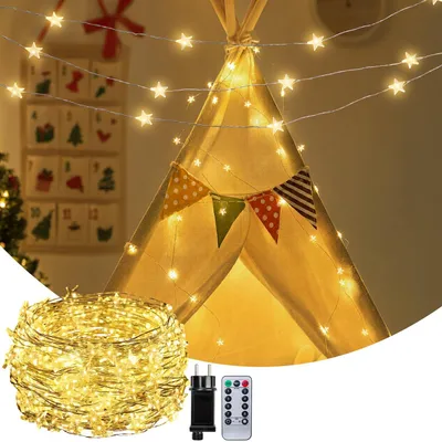Lichterkette 24 m, 240 warmweiße LEDs, Fernbedienung, Timer, IP44