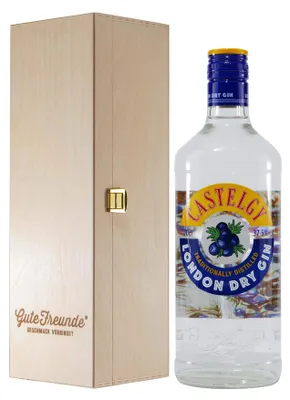 Produktbild von Castelgy London Dry Gin mit Geschenk-Holzkiste