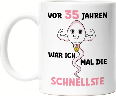 Produktbild von Vor 35 Jahren War Ich Mal Die Schnellste Tasse Weiß 35. Geburtstag Birthday Geburtstagstorte Glückwunsch Dance