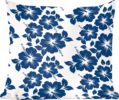 Produktbild von MuchoWow® Zierkissen Sofakissen Wohnzimmer Dekokissen 45x45 cm Eine blaue Illustration eines Blumenmusters - Schlafpolster - Polster für das Sofa