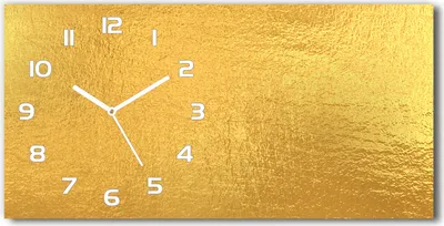 Produktbild von Wanduhr aus Glas – 60x30 cm - Glasbild - Glasuhr - Gehärtetes Glas - weisse-zeiger - Goldene Folie Hintergrund