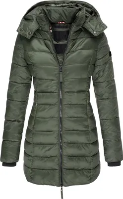 Produktbild von ASKSA Damen Winter Jacke Warme Stepp Mantel Lang Daunenjacke uebergangsjacke mit Kapuze Wintermantel, Armeegruen, S