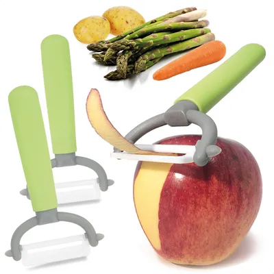 Immagine prodotto di pelatore com-four® 3x con lama in Vetroceramica per frutta e verdura - pelatore universale extra affilato - pelatore in acciaio inox - pelatore con lama a pendolo in Vetroceramica