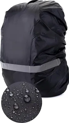 Produktbild von Wasserdichte Regenhülle für Rucksack 30–40L – Reflektierende Rucksackabdeckung – Schwarz – Regenschutz für Wandern, Fahrrad & Alltag
