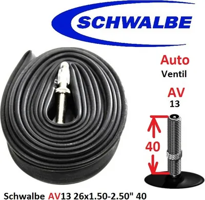 Produktbild von Schwalbe MTB Fahrrad-Schlauch AV13 26x1,5-2,5 Auto-Ventil Schrader 40/62-559