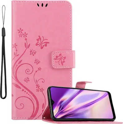 Produktbild von Cadorabo Hülle für Samsung Galaxy A20s Schutz Hülle in Rosa Schutzhülle Handy Hülle Etui Case Blumen Flower