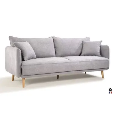 Obrázok produktu pre HEXAGONE - DAREN 3-miestna pohovka - svetlosivá látka s 2 obojstrannými dekoračnými vankúšmi - D 207 x D 90 x V 88 cm