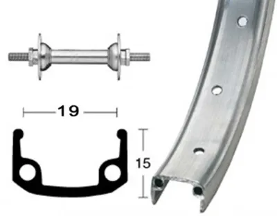 Produktbild von Roland V-Rad 18"355-19Stahl.silb.Starr 20L Alu-Kastenfelge silb./matt.Zinkspeichen