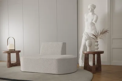 Productafbeelding van Design fauteuil MILOT, bekleed met stof Ascot Bukla in beige kleur