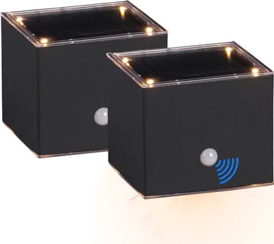 Produktbild von LED Solar Wandleuchte 2er-Set mit Bewegungsmelder Up & Down-Technik, Warmweiß Würfel