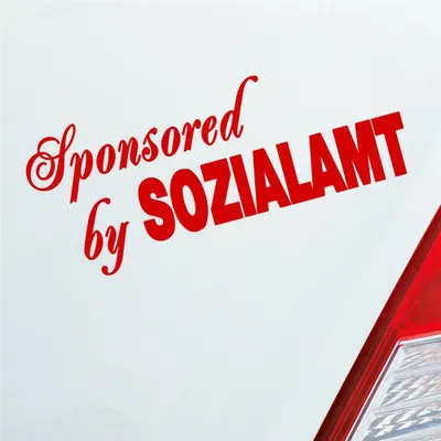 Produktbild von Auto Aufkleber Sponsored by Sozialamt Car PKW 15x6 cm Rot Sticker Heckscheibenaufkleber