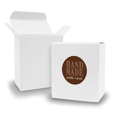 Produktbild von SET HandMADE with Love (Motiv10) 24xFaltschachtel Quader weiß + Sticker