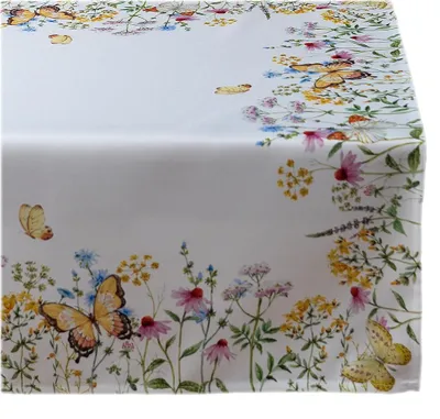 Tafelkleed 85 x 85 cm, Blumen-Schmetterlingsdruck, Polyester