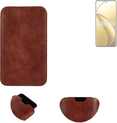 Produktbild von K-S-Trade Schutzhülle Handyhülle kompatibel mit Realme 12 Pro+ Handytasche Kunstleder Sleeve in braun
