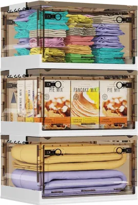 Obrázek produktu pro Velké stohovatelné skládací boxy o objemu 72 litrů s víkem a kolečky