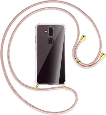 Produktbild von Handykette Backcover-Schutzhülle mit Band (Metall goldfarben) für Nokia 8.1 - roségold