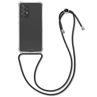 Obrázek produktu pro kwmobile Pouzdro na náhrdelník kompatibilní s pouzdrem Samsung Galaxy A52 / A52 5G / A52s 5G - silikonový kryt s řetízkem na mobilní telefon - pouzdro na mobilní telefon s páskem černé průhledné