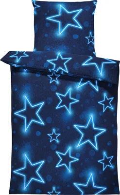 Produktbild von Winter Bettwäsche Thermo Fleece Kuschelig Warm Flausch Bettbezüge Bettwäsche-Set, Größe:3 teilig 240x220 cm, Farbe:Sterne blau