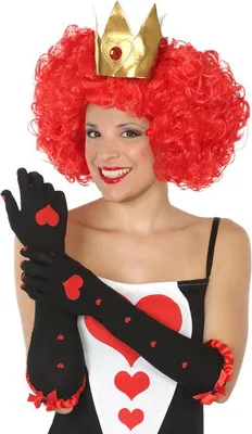 Produktbild von Handschuhe Herzkönigin lang schwarz-rot - Einheitsgröße