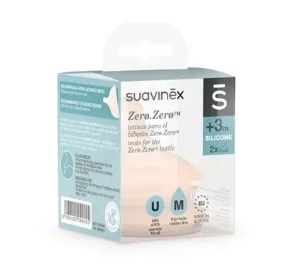 Produktbild von Suavinex Flaschensauger Zero Zero S, 2 Stück, Adaptiver Durchfluss