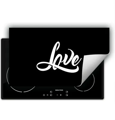 Immagine prodotto di DarHaus Piastra di copertura per stufa 90x52 cm Tappetino antiscivolo Roll-up, nero - Love
