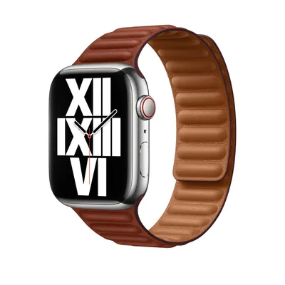 Obrázek produktu pro Kožený řemínek Leather Link pro Apple Watch Series 1 až 11 / SE / Ultra (44/45/46/49 mm) – velikost S/M – hnědá