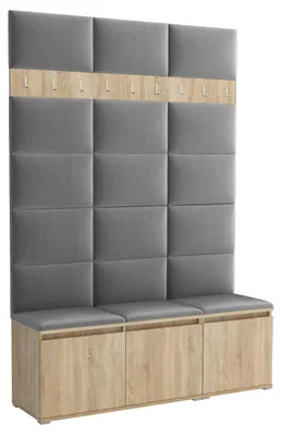 Produktbild von Garderobe LUTON 3 SONOMA 33 – Farbe Sonomaholz, moderner Schrank 40x150x213 cm, funktionale Lösung für den Flur, Garderobeschrank, Flurmöbel