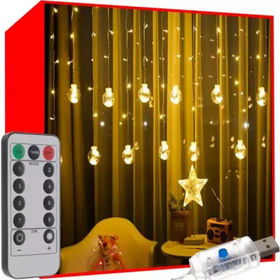 Zdjęcie produktu dla Kurtyna świetlna 108LED USB ciepła biel KŚ19736