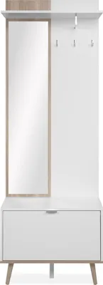 Image de CALICOSY - Vestiaire avec miroirReproduction chêne et blanc H200 cm BERGEN
