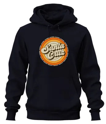 Zdjęcie produktu dla Santa Cruz California Retro Sunset Surfer Surfing Beach Uni Bluza z kapturem, Granatowy, XL
