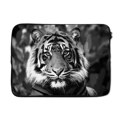 Produktbild von MuchoWow® Laptop Hülle 13 Zoll Tiger - Fell - Schwarz - Weiß Laptoptasche - Laptophülle - Sleeve - Rundumschutz