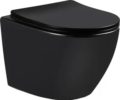 Produktbild von BB Wand Hänge WC Toilette WC-Set spülrandlos mit kurzer Ausladung und SoftClose TakeOff WC-Sitz, schwarz matt