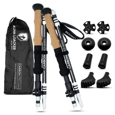 Obrázok produktu pre Skladacie turistické palice z uhlíkových vlákien alebo hliníka s korkovými rúčkami